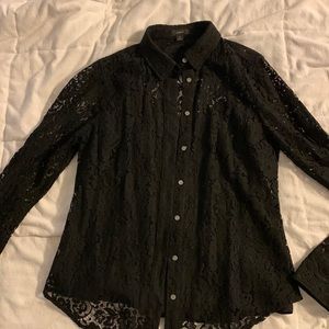 J Crew black lace button down with camisole. Size 6